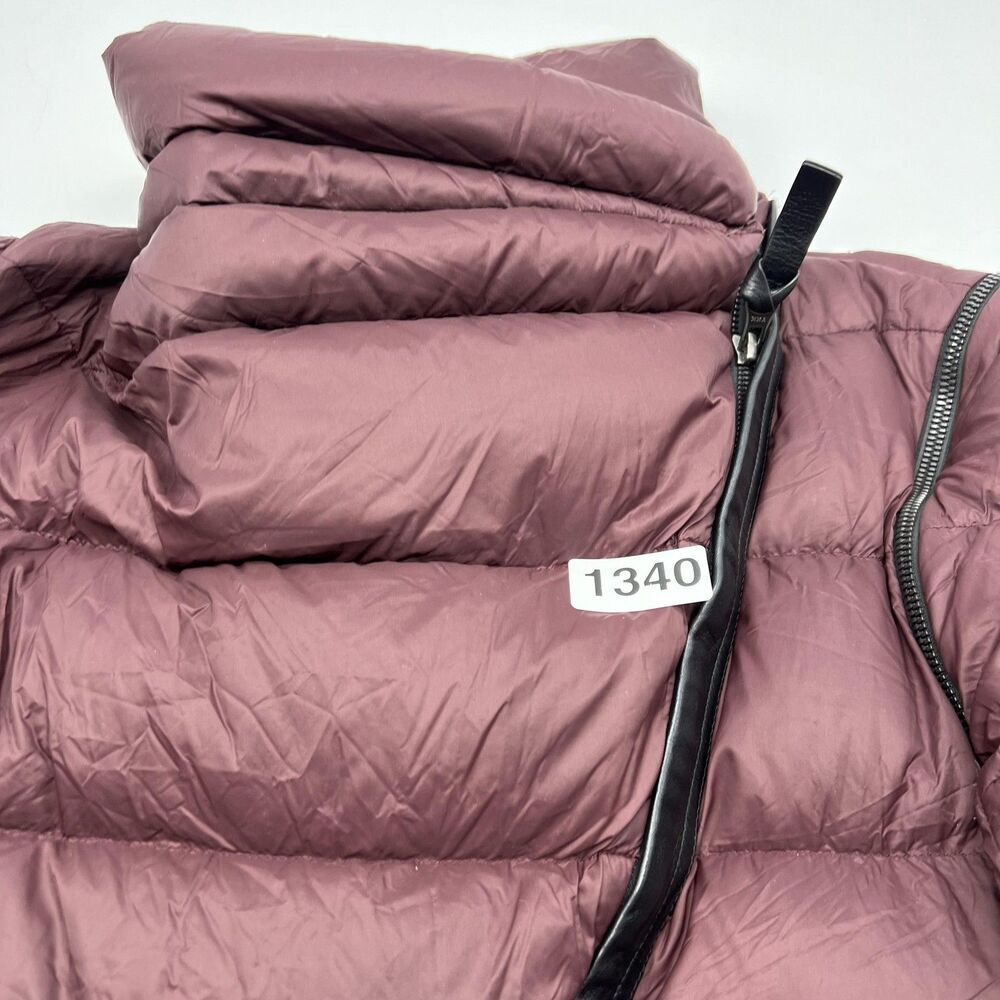 Mackage Down Puffer Coat Womens Large Burgundy Nylon Leather Trim Jacket - Picture 14 of 14
